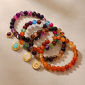 Natural Agate Bead Bracelets With Gold Steel Charms view 2