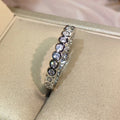 Silver Tone Round Bezel Set CZ Eternity Band Ring Sizes 6-10 view 4