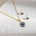 Blue Evil Eye Pendant Necklace and Stud Earring Set view 4