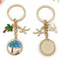 Six Palm Tree Starfish Ocean Metal Keychain Designs view 2