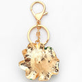 Green Enamel Lotus Leaf Gold Frog Rhinestone Keychain view 3
