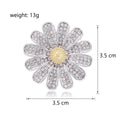 White Gold Tone Daisy Crystal Metal Brooch Pin for Jackets and Lapels view 2