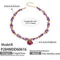 Crystal Chip Resin Rose Pendant Necklace White Blue Magenta view 8