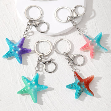 Gradient Resin Starfish Split Ring and Clip Keychains