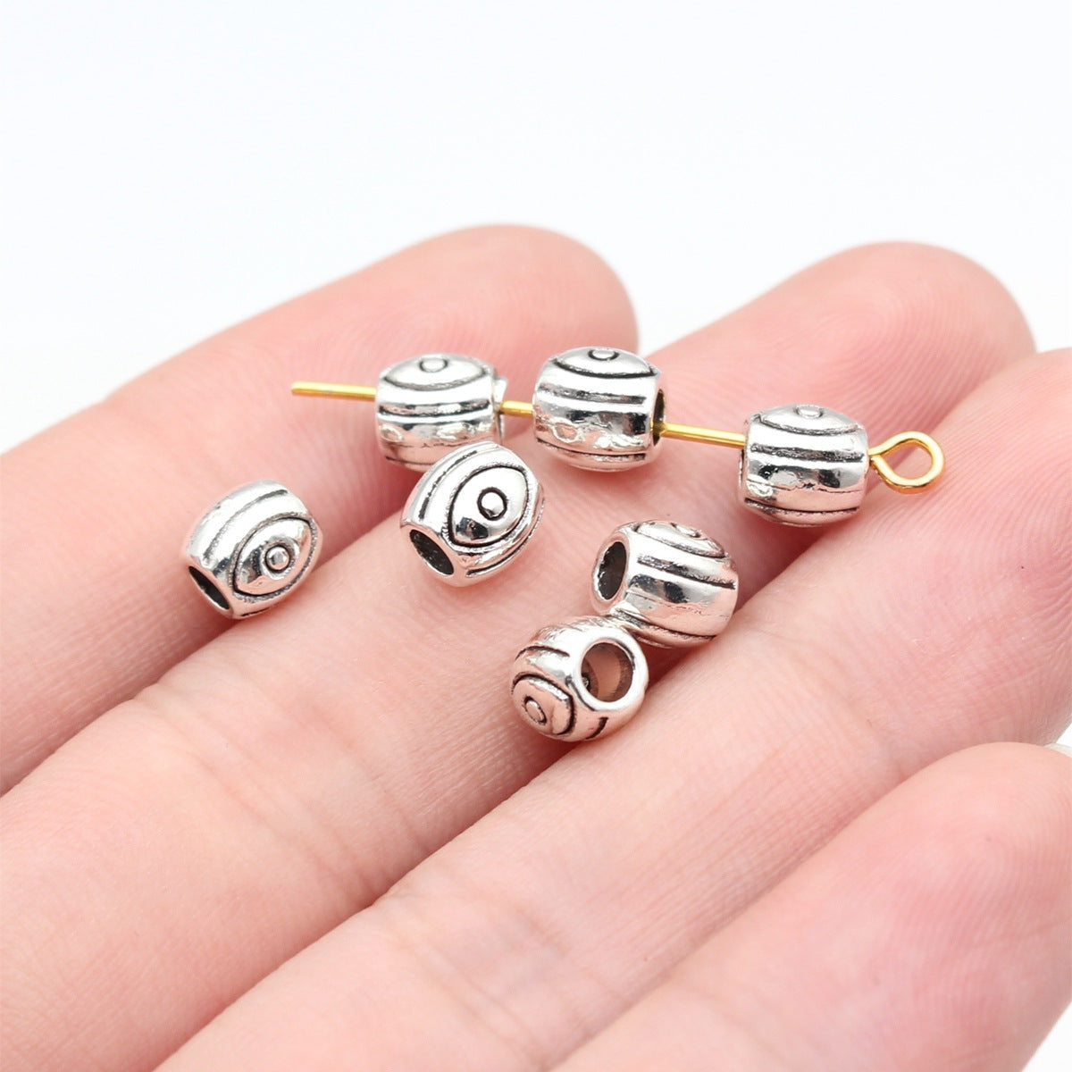 6x6x6mm 0.64g Antique Silver Zinc Alloy Eye Small Hole Loose Metal Beads for DIY Jewelry Making
