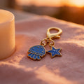 Blue Jellyfish Starfish Enamel Dual Charm Keychain view 3