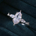 Silver Tone Marquise Three Stone Ring With Clear Stones view 3