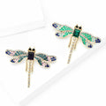 Long Tail Dragonfly Brooch in Purple or Green Crystal Wings view 3