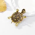 Black Gold Tone Sea Turtle Crystal Two Designs Metal Brooch Pin view 3