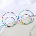 Rainbow Finish Double-Layer Heart, Star and Round Hoop Earrings view 2