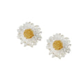 Clear Sunflower Stud Earrings with Gold Glitter Centers view 5