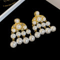 Tiered Pearl Chandelier Stud Earrings Fashion Jewelry Accessory view 6