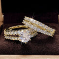 Round Solitaire Multi-Band Ring Set In Three Metal Finishes view 2