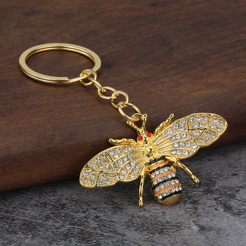 Rhinestone Bee Keychain Crystal Metal Bag Charm Pendant