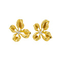 Open Hammered Flower Stud Earrings in Gold and Silver Tone view 5