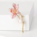 Enamel Flower Branch Brooch Pearl Accent Four Color Metal view 3