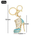 Rhinestone High Heel Keychain Gold Metal Crystal Charm view 3