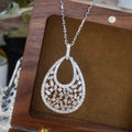 Open Teardrop Filigree Pendant Necklace in Silver Tone view 5