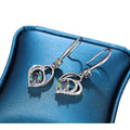 Silver Tone Multicolor Heart Drop Hook Earrings Jewelry view 5