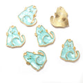 Gold Tone Enamel Cat and Crescent Moon Charms in Seven Styles view 12
