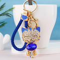 Jeweled Lucky Cat Keychains with Braided and Bare Wrist Loop Options view 8