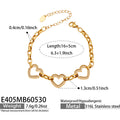 Gold Steel Open Heart Pave Link Chain Bracelets Extender Clasp view 6