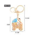 Rhinestone Swan Baby Carriage Keychain Gold Tone Four Colors view 3