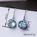White Gold Round Blue Drop Earrings Hook Style Pair view 3