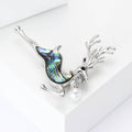 Silver Tone Leaping Deer Brooch With Shell Effect Body view 3