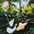 Flocked Banana Fruit Keychain Bag Charm Silver Clasp view 3