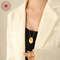 Polished Oval Pebble Pendant Necklace Long Box Chain Metal view 4