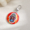 Silver Tone Round Printed Hamsa Eye Clip Keychains in Eight Designs view 8