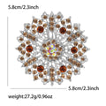 Hollow Rhinestone Flower Brooch Gold Silver Blue Brown Pin view 8