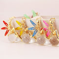 Gold Tone Fairy Keychain With Enamel Wings And Faceted Clear Bead view 10