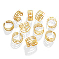 Gold Open Adjustable Multi Band Geometric Stack Rings Nine Styles view 5