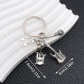 Silver Tone Guitar, Drum and Microphone Music Keychain view 6