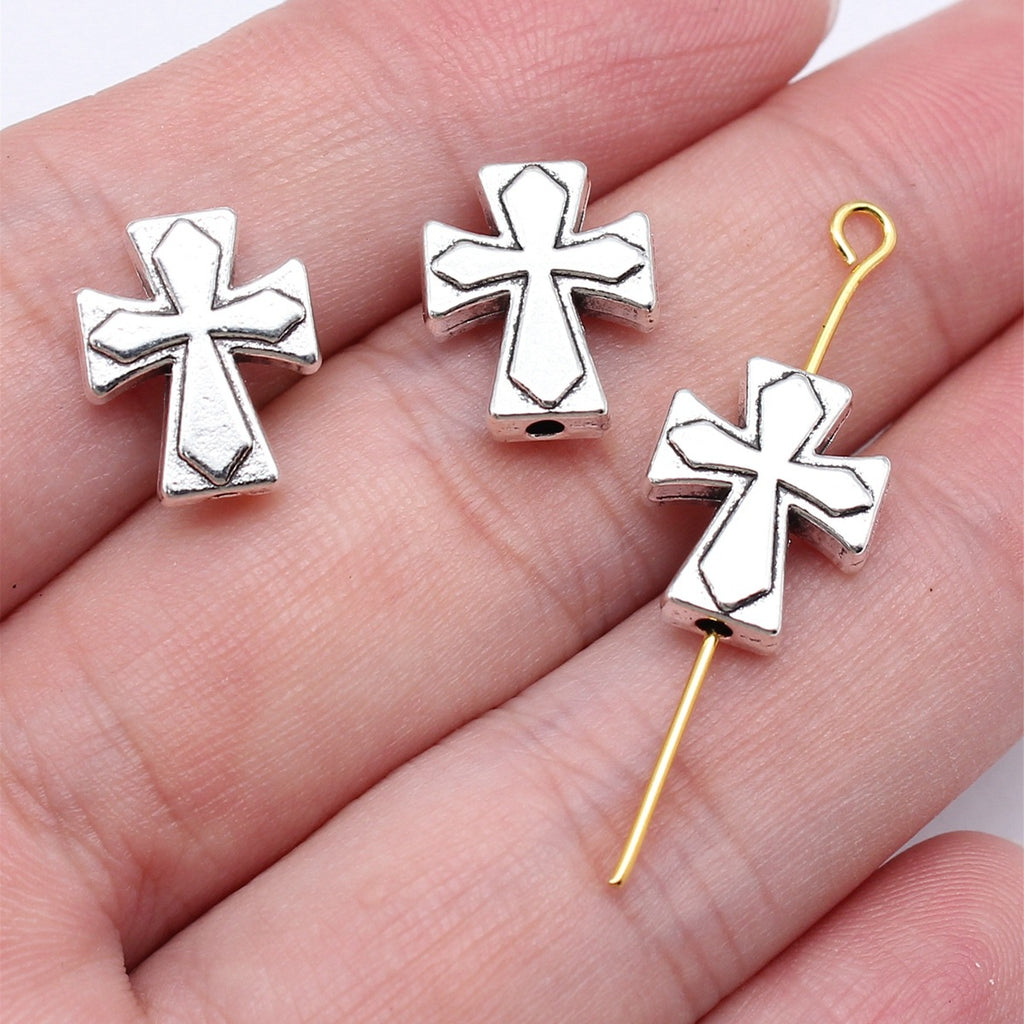 13.5x11x3.5mm 1.6g Multicolor Zinc Alloy Cross Spacer Beads for Bracelet Necklace DIY Jewelry Making