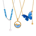 Blue Accent Necklaces Pearl Drop Or Bird Pendant Styles view 5