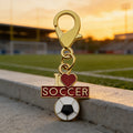 Enamel I Love Soccer Keychain Gold Tone Lobster Clasp view 4