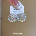 Pastel Bead and Crystal Fountain Cluster Stud Earrings view 1