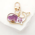 Gold Tone Pressed Flower Whale Resin Clip Keychains in Eight Designs view 8