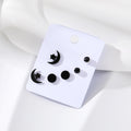 Black Tone Mixed Motif Stud Earring Three Pair Sets view 6
