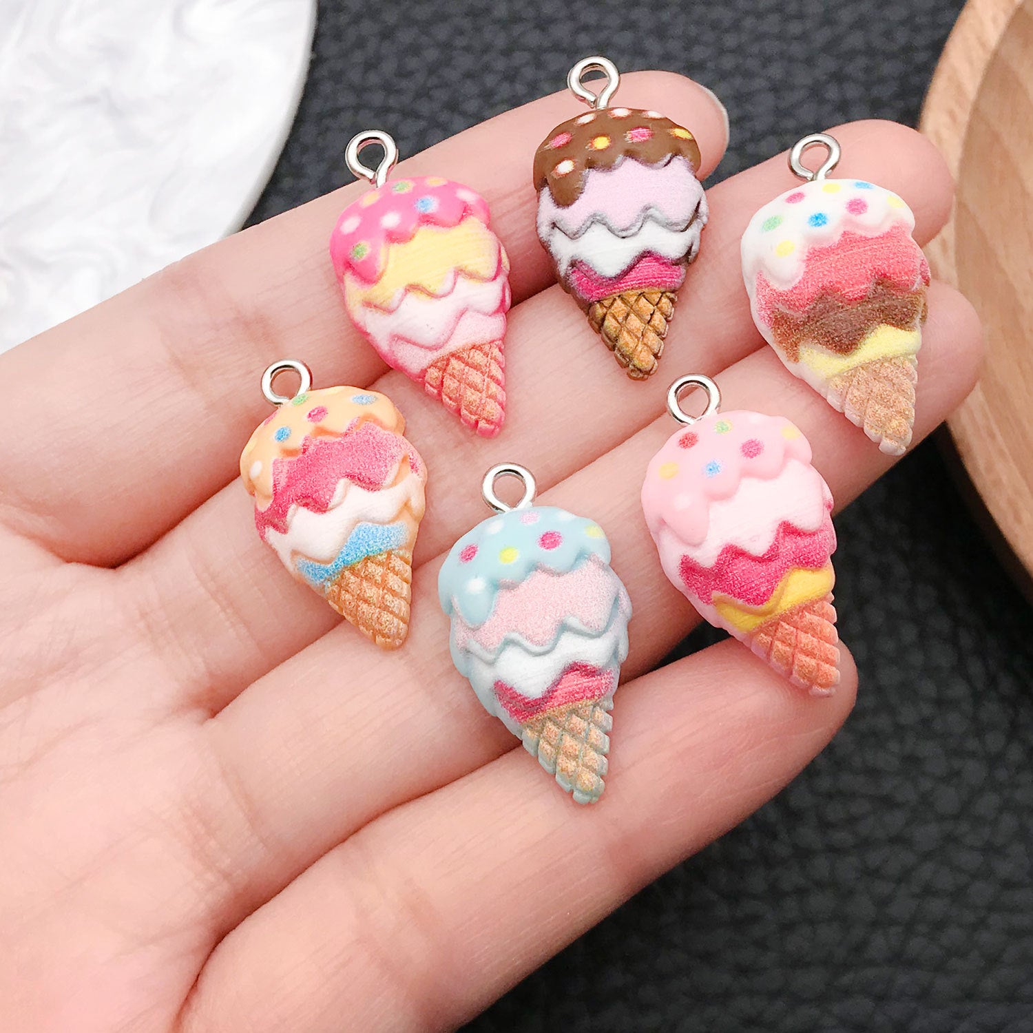 Cute Resin Ice Cream Popsicle Charm Pendant for Keychain Bag Decoration DIY