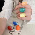 Oval Resin Cabochon Clear Band Rings in Six Colors view 2