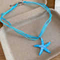 Pastel Textured Starfish Pendant Cord Necklaces in Four Colors view 3