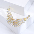 Crystal Wing Brooch with Graduated Pearl Edging Clothing Pin view 4