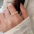 Gold Pearl Bead Ring and Slim Gold Stack Ring Styles view 3