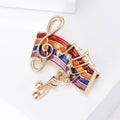 Rainbow Music Notes Brooch with Enamel Staff and Crystal Accents view 4