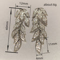 Silver Tone Pave Clear Leaf Cascade Drop Earrings Pair view 4