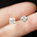 Square Princess Cut Stud Earrings Gold Silver Clear Green view 5